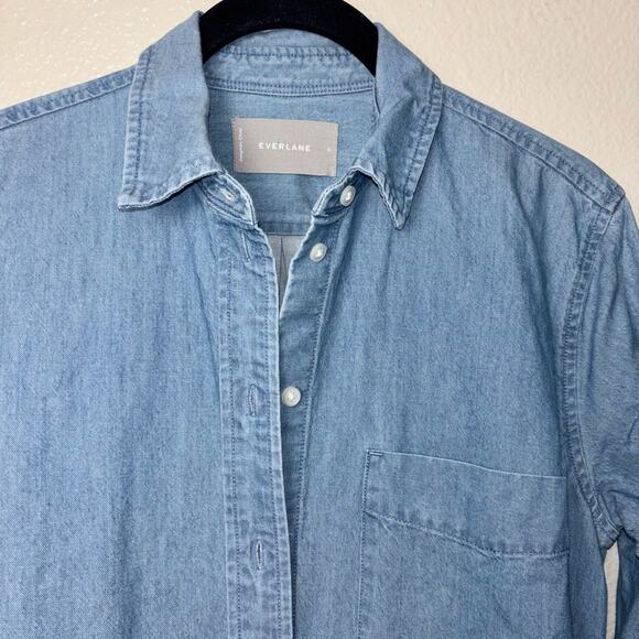 Everlane Chambray Shirt Dress Women's XS/0 Light Wash Blue Long Sleeves cotton - Picture 7 of 16